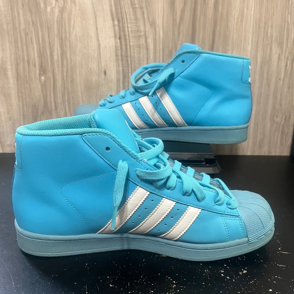 Adidas Pro Model Men Basketball Shoes Size 9 Baby Blue White Shell Toe Sneakers - Picture 3 of 11